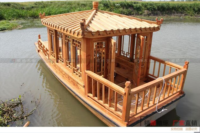 現(xiàn)貨木質(zhì)玻璃鋼六角單亭木船 仿古電動(dòng)手劃觀(guān)光旅游釣魚(yú)捕漁船