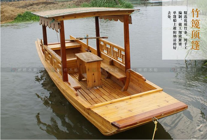 廠(chǎng)家熱賣(mài)高低篷船景區(qū)手劃船電動(dòng)觀(guān)光游船烏篷船單蓬船仿古木船